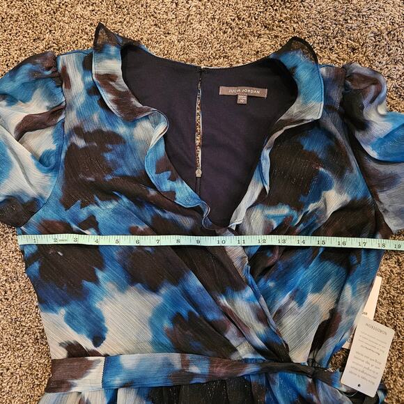 Julia Jordan Dress Womens Size 10 Blue Abstract Tiered Ruffle Romantic Feminine - Picture 4 of 14